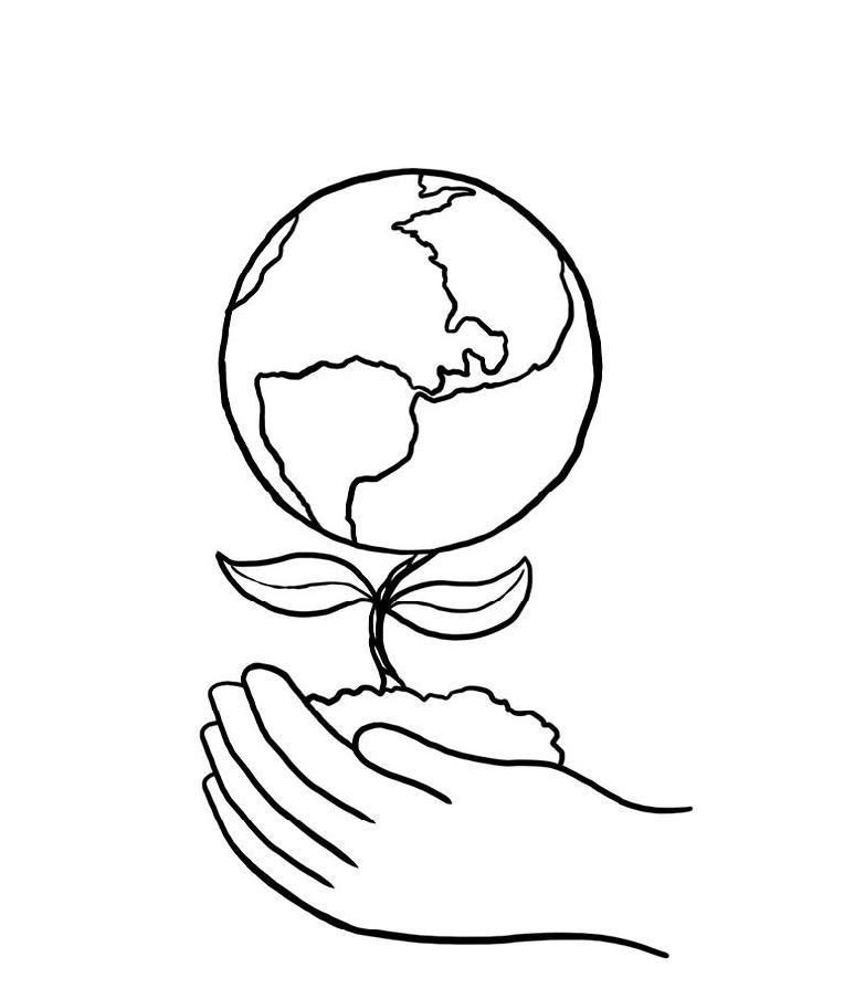 Online coloring book: Tree in hands coloring page